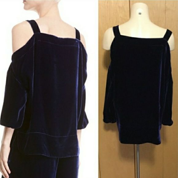 Tibi Velvet Cold-Shoulder Top - Picture 2 of 6